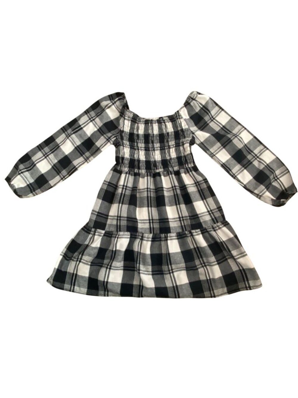 BTween Girls Black & White Buffalo Plaid Smocked Tunic-12-GUC